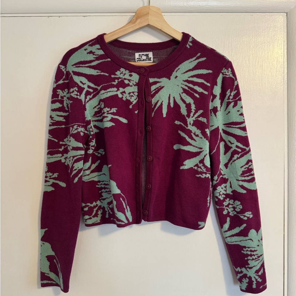Future Collective Burgundy and Mint Cardigan